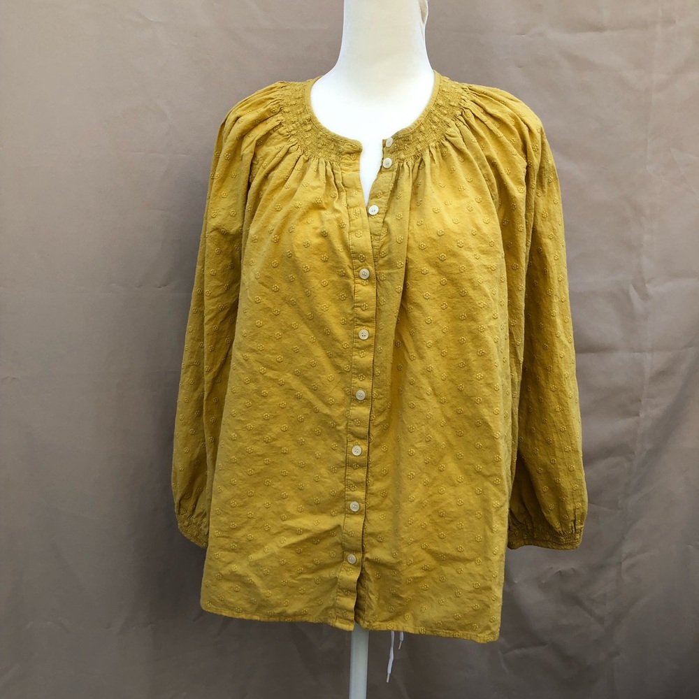Madewell Balloon Sleeve Blouse Mustard Size Large